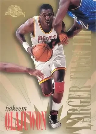 1995-96 SkyBox Premium #NNO Larger Than Life 5x7 Hakeem Olajuwon