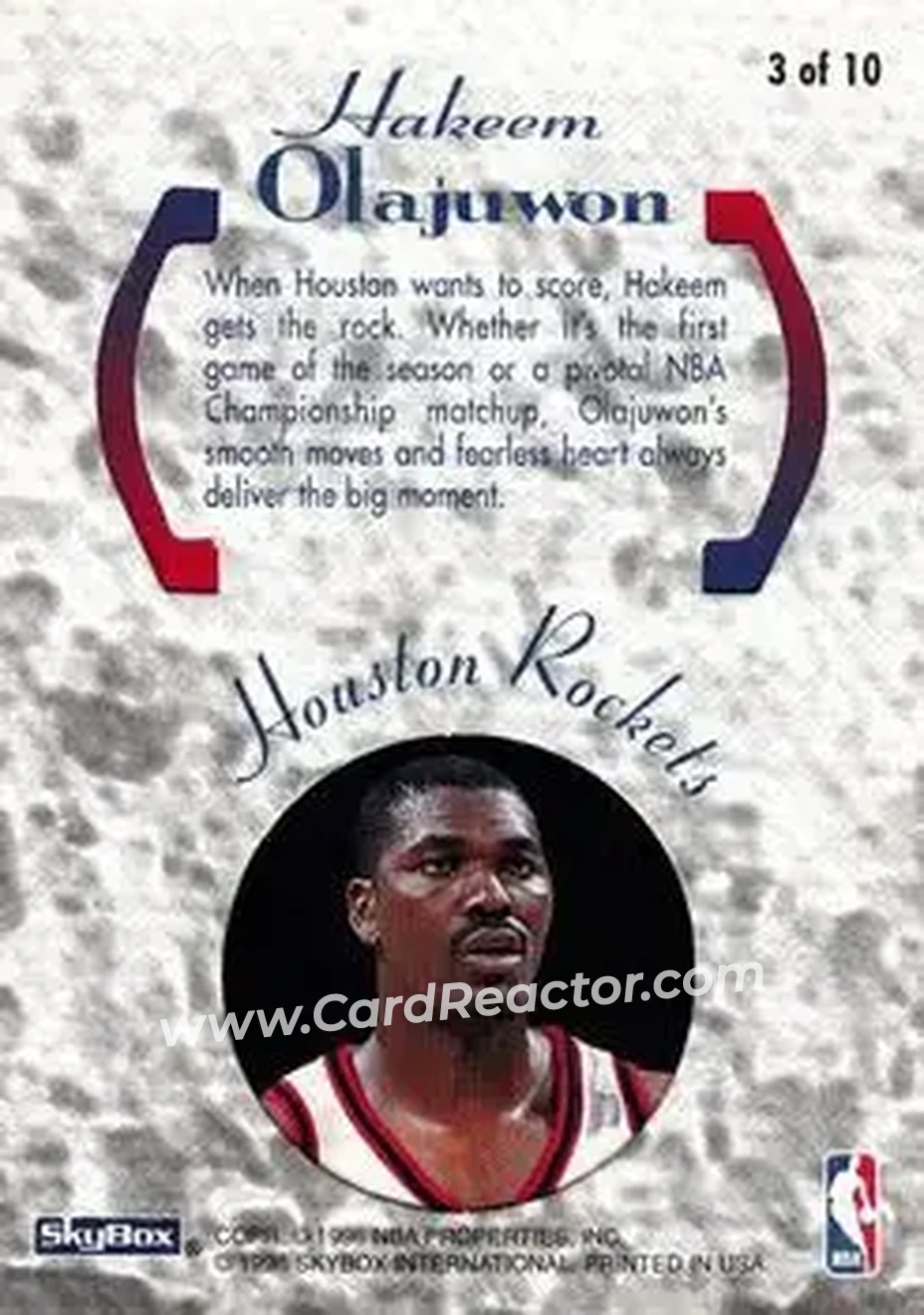 Back of Hakeem Olajuwon