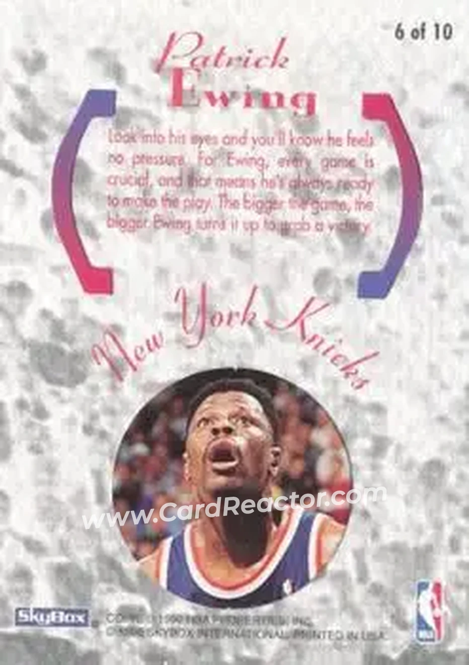 Back of Patrick Ewing
