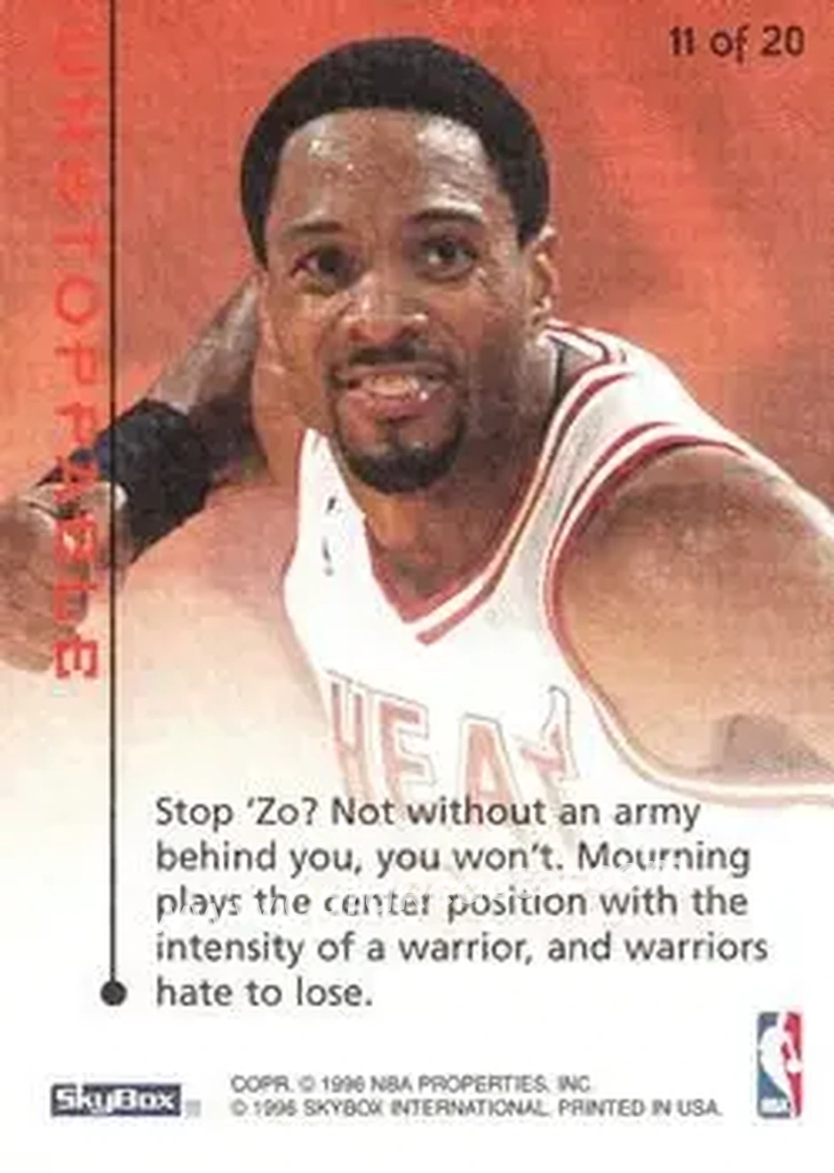 Back of Alonzo Mourning