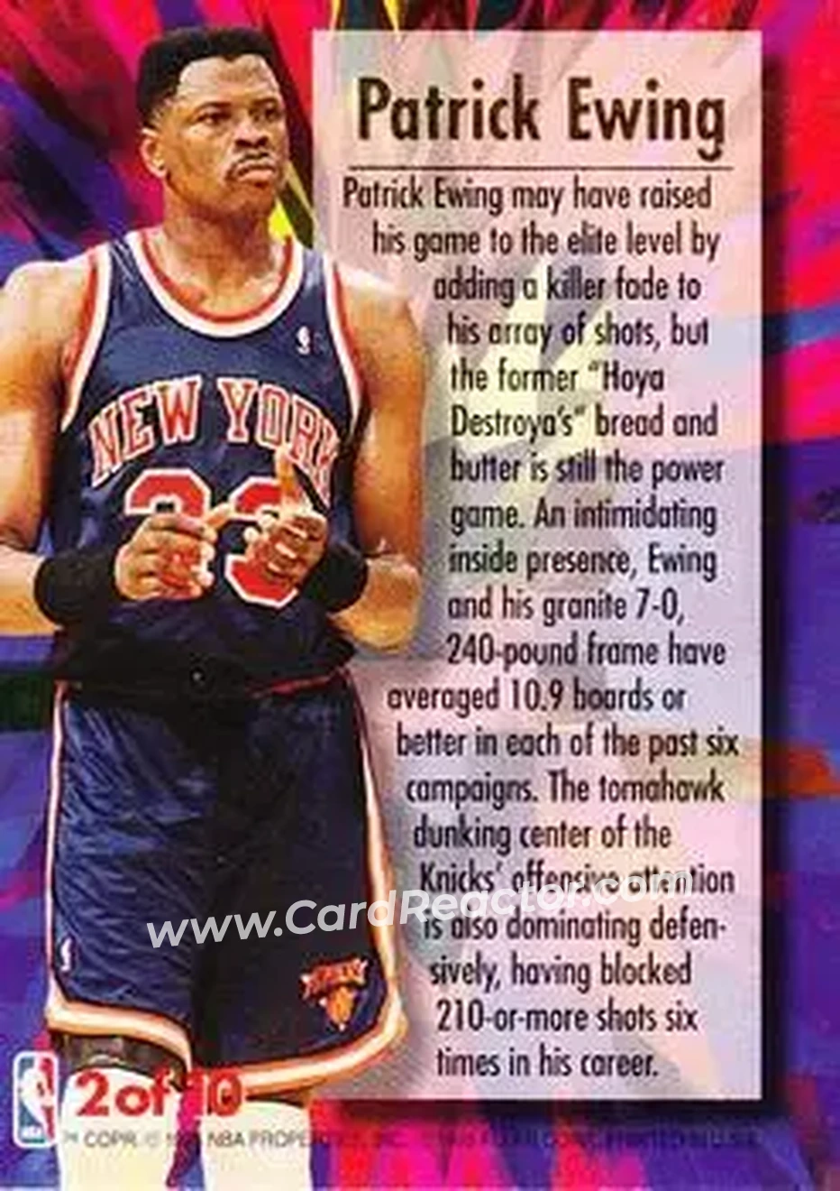Back of Patrick Ewing