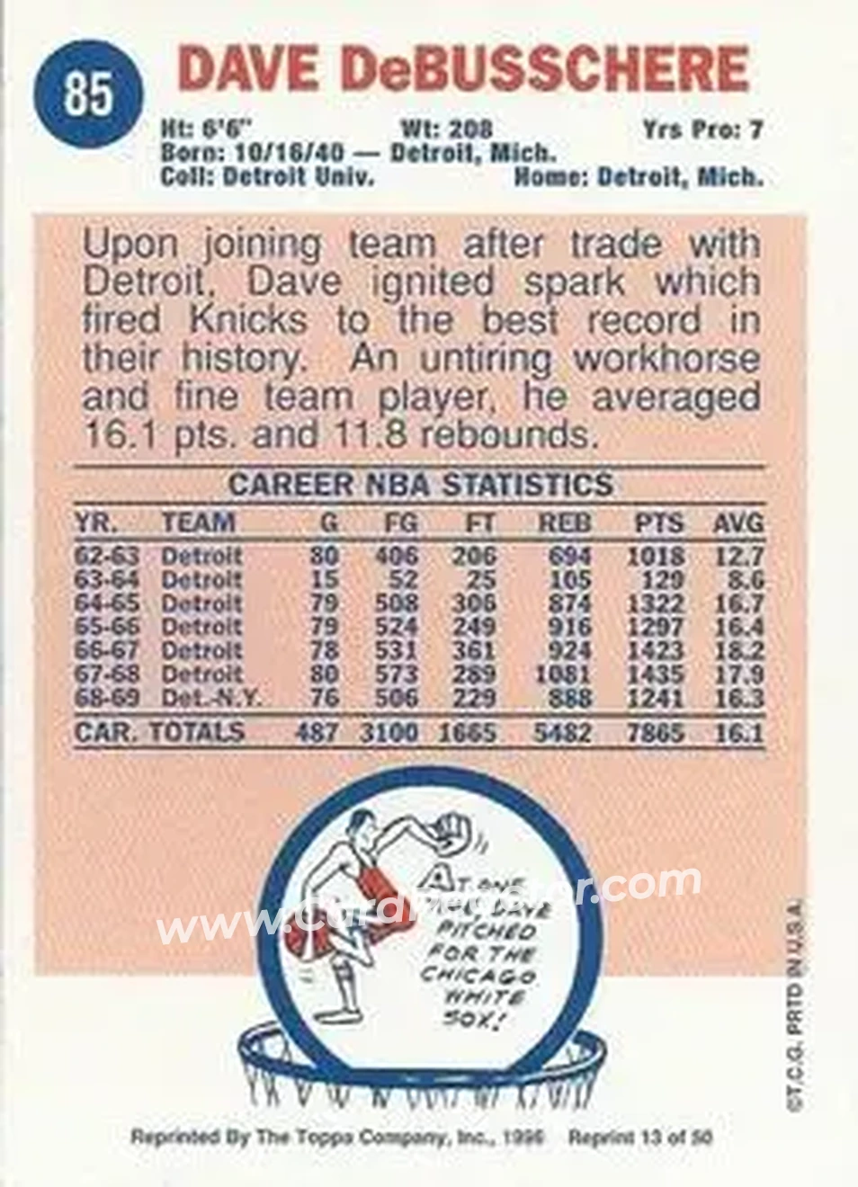 Back of Dave DeBusschere