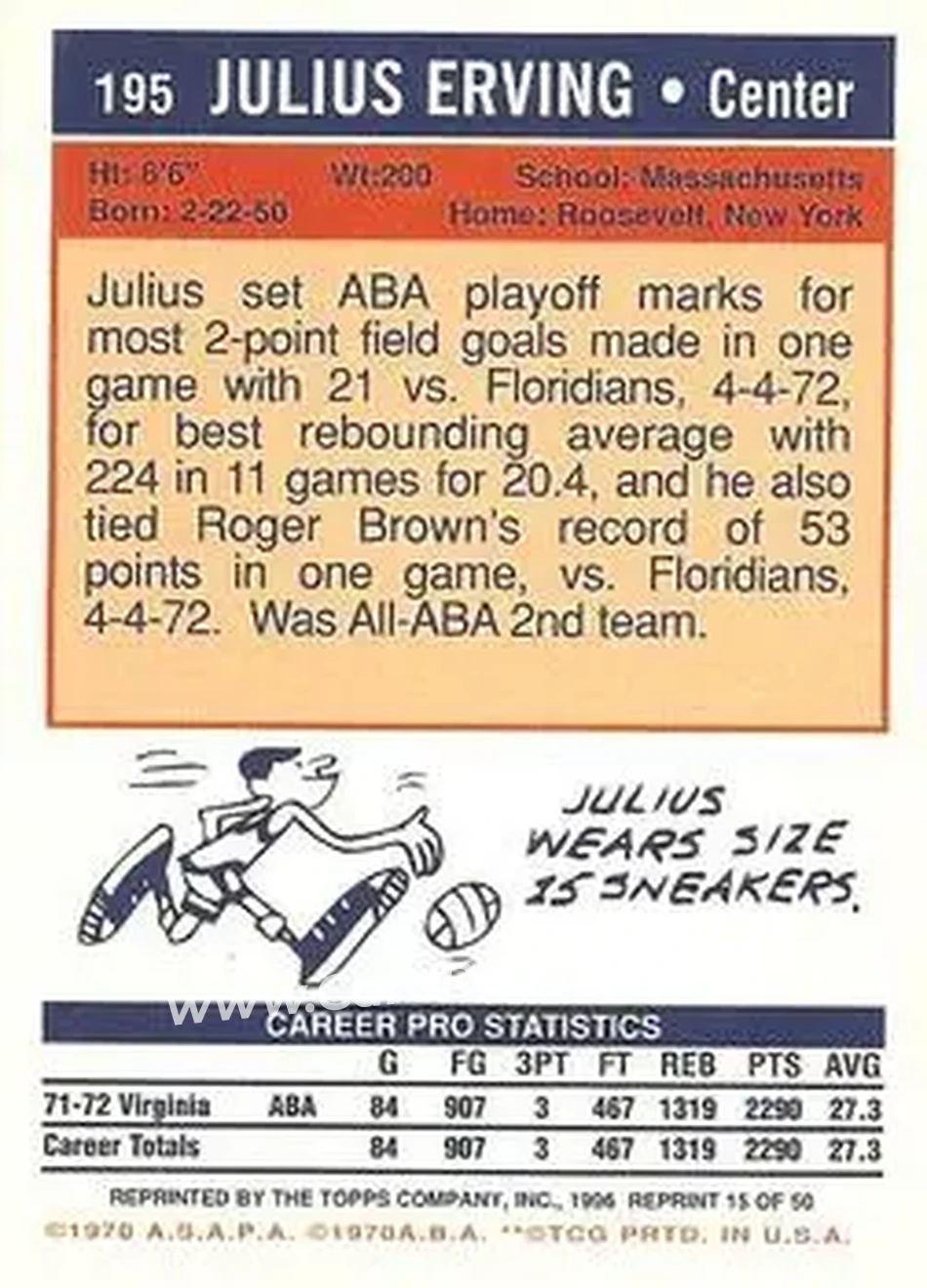 Back of Julius Erving