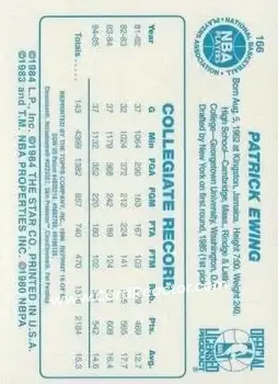 Back of Patrick Ewing