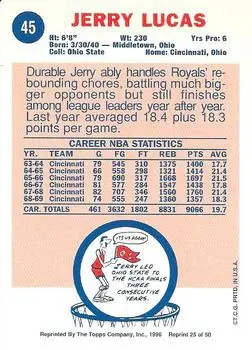 1996-97 Topps Stars - Reprints #25 - Jerry Lucas - San Francisco Warriors - Back