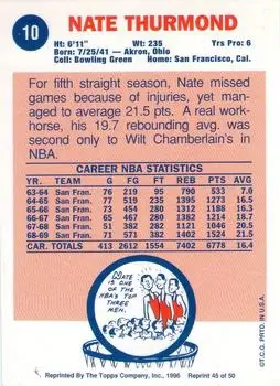 1996-97 Topps Stars - Reprints #45 - Nate Thurmond - San Francisco Warriors - Back