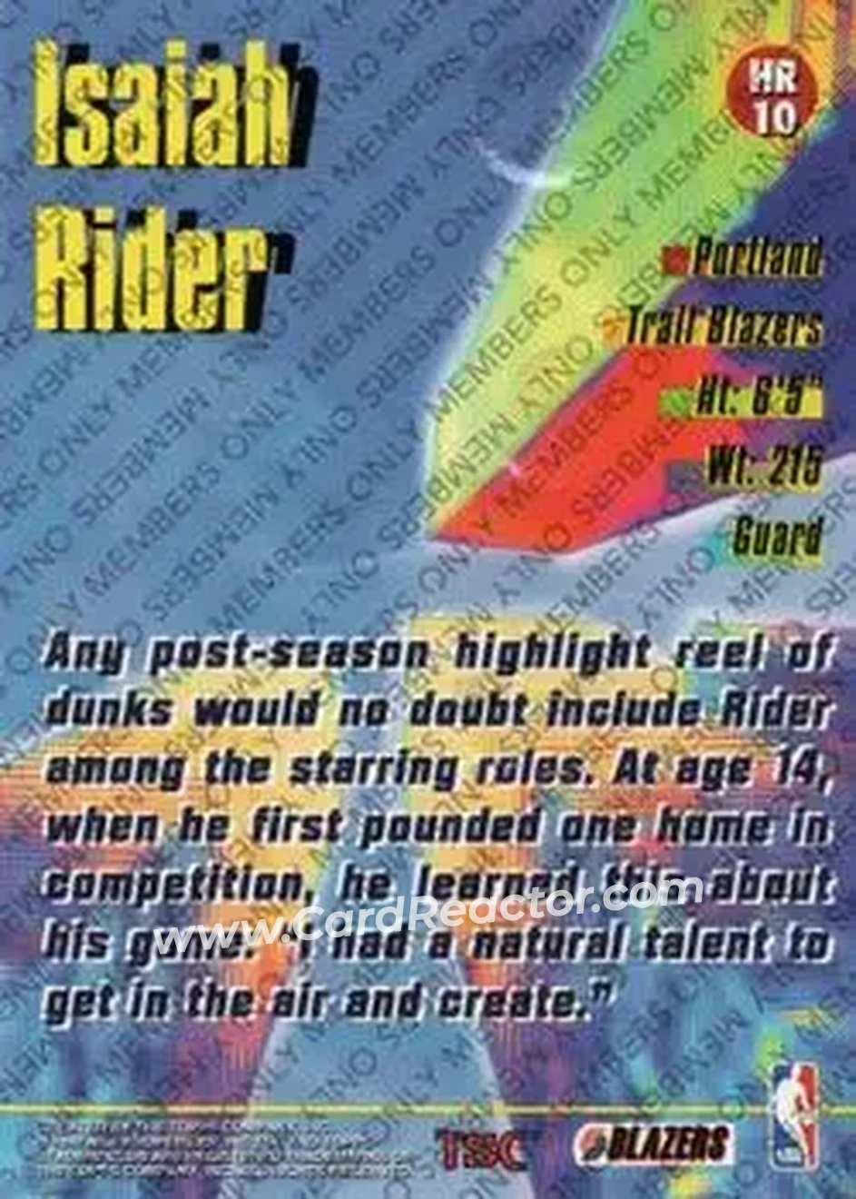 Back of Isaiah Rider