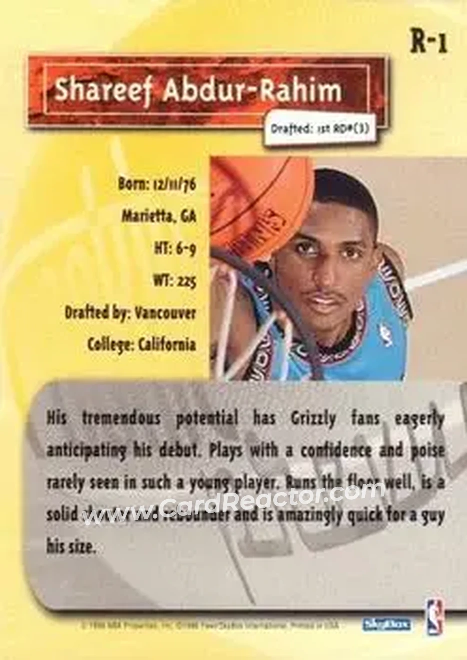 Back of Shareef Abdur-Rahim
