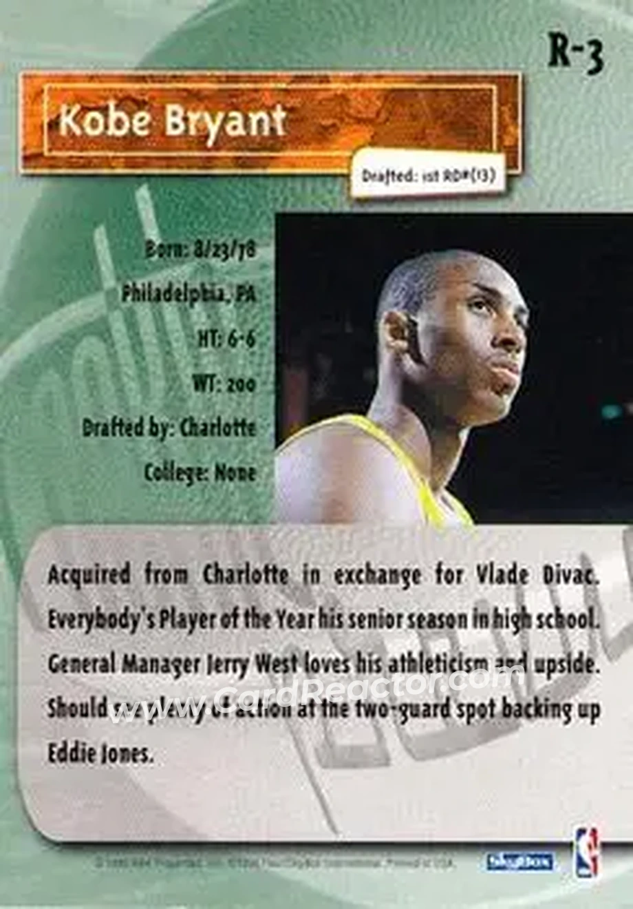 Back of Kobe Bryant