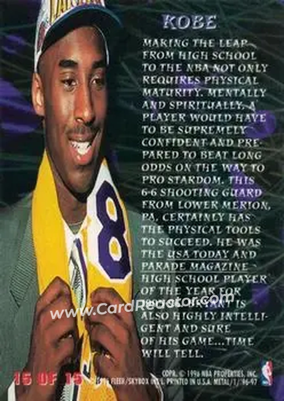 Back of Kobe Bryant