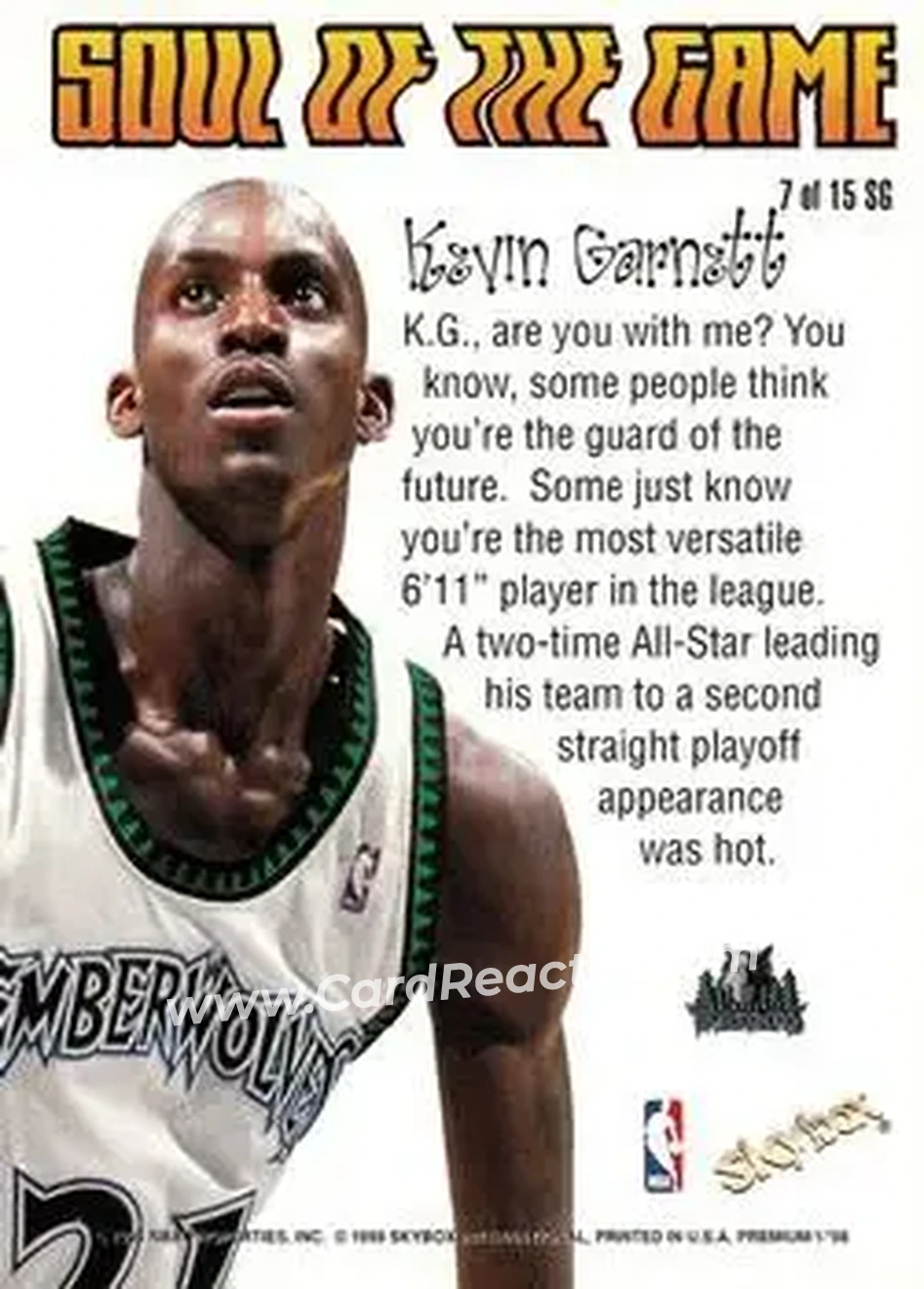 Back of Kevin Garnett