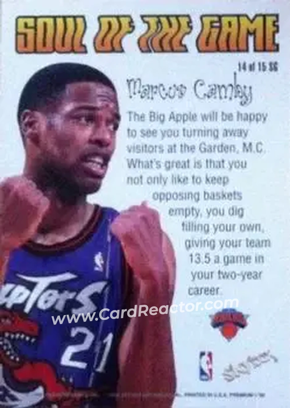 Back of Marcus Camby
