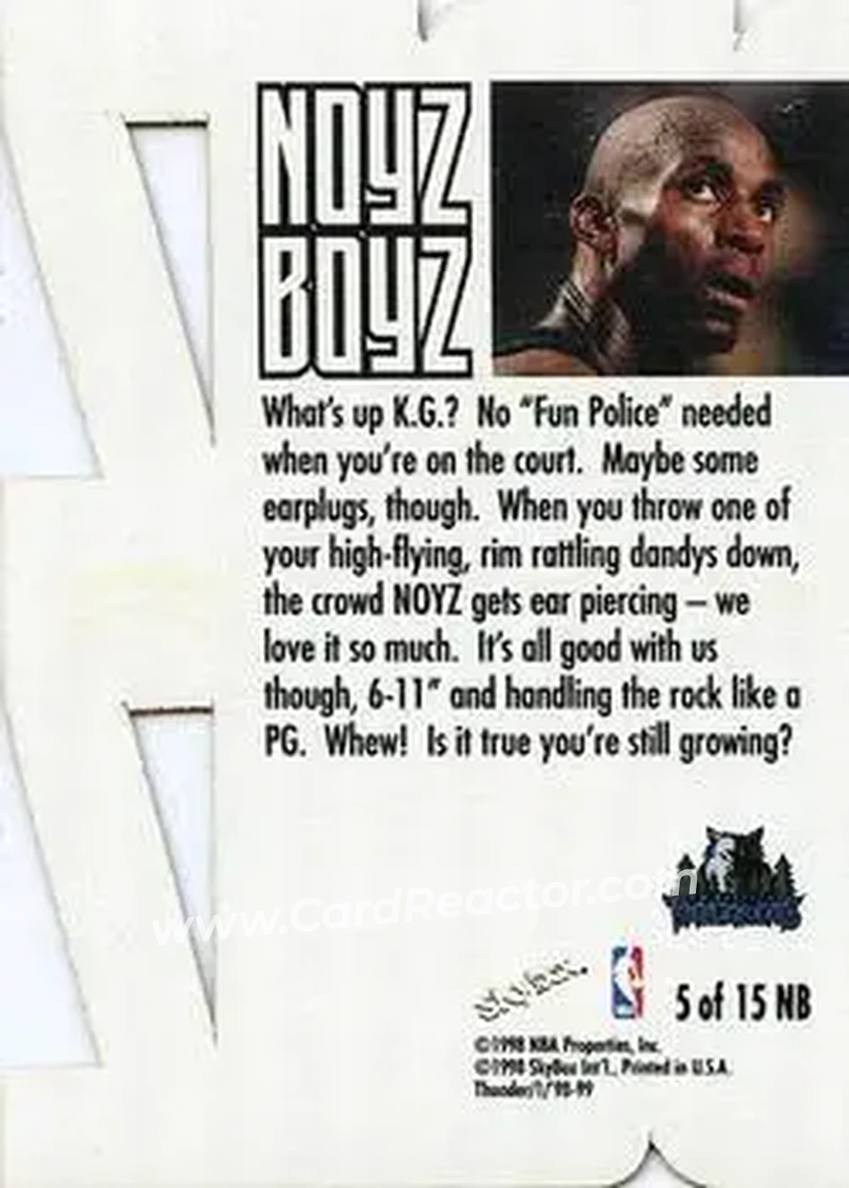 Back of Kevin Garnett