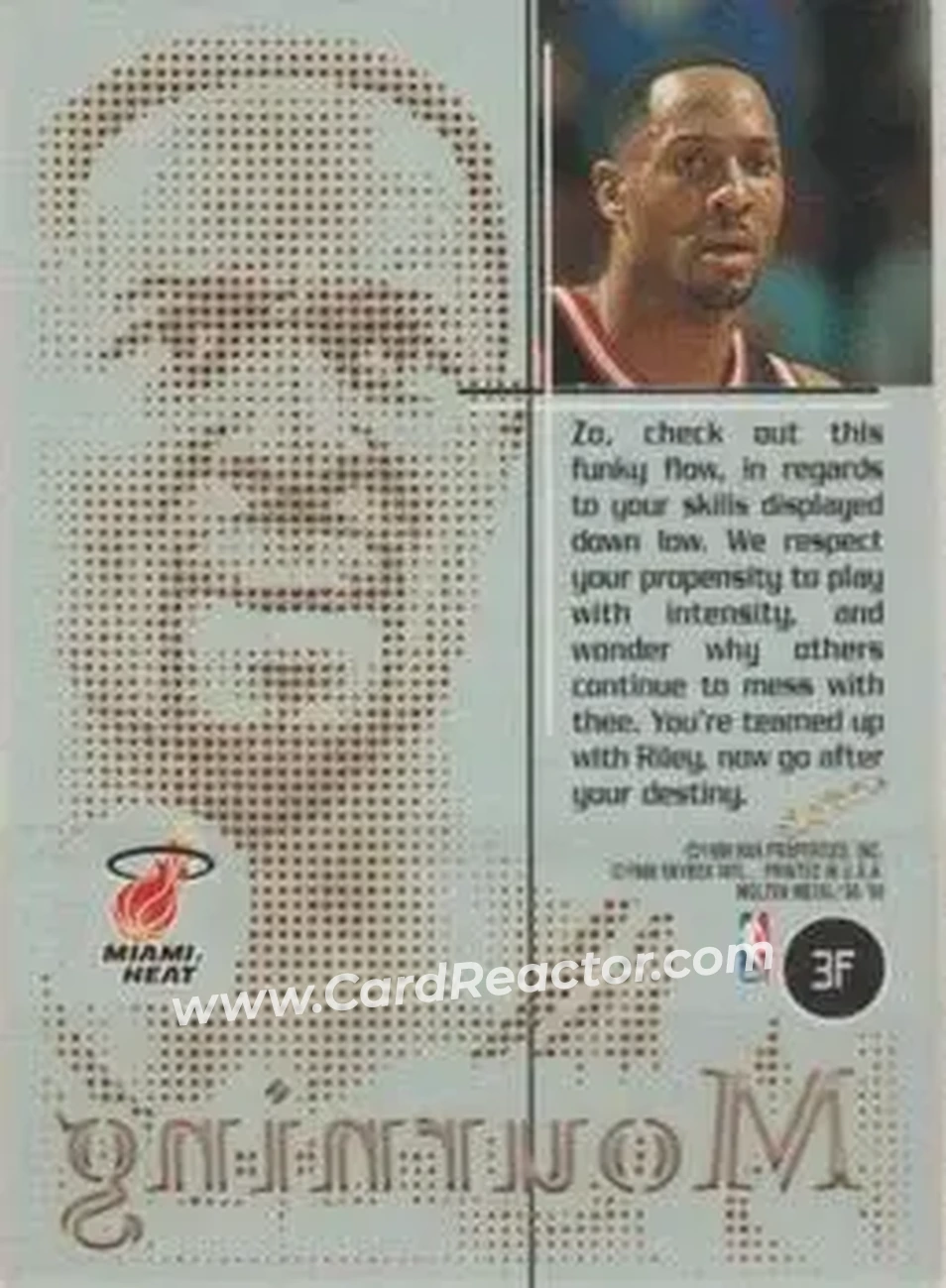 Back of Alonzo Mourning