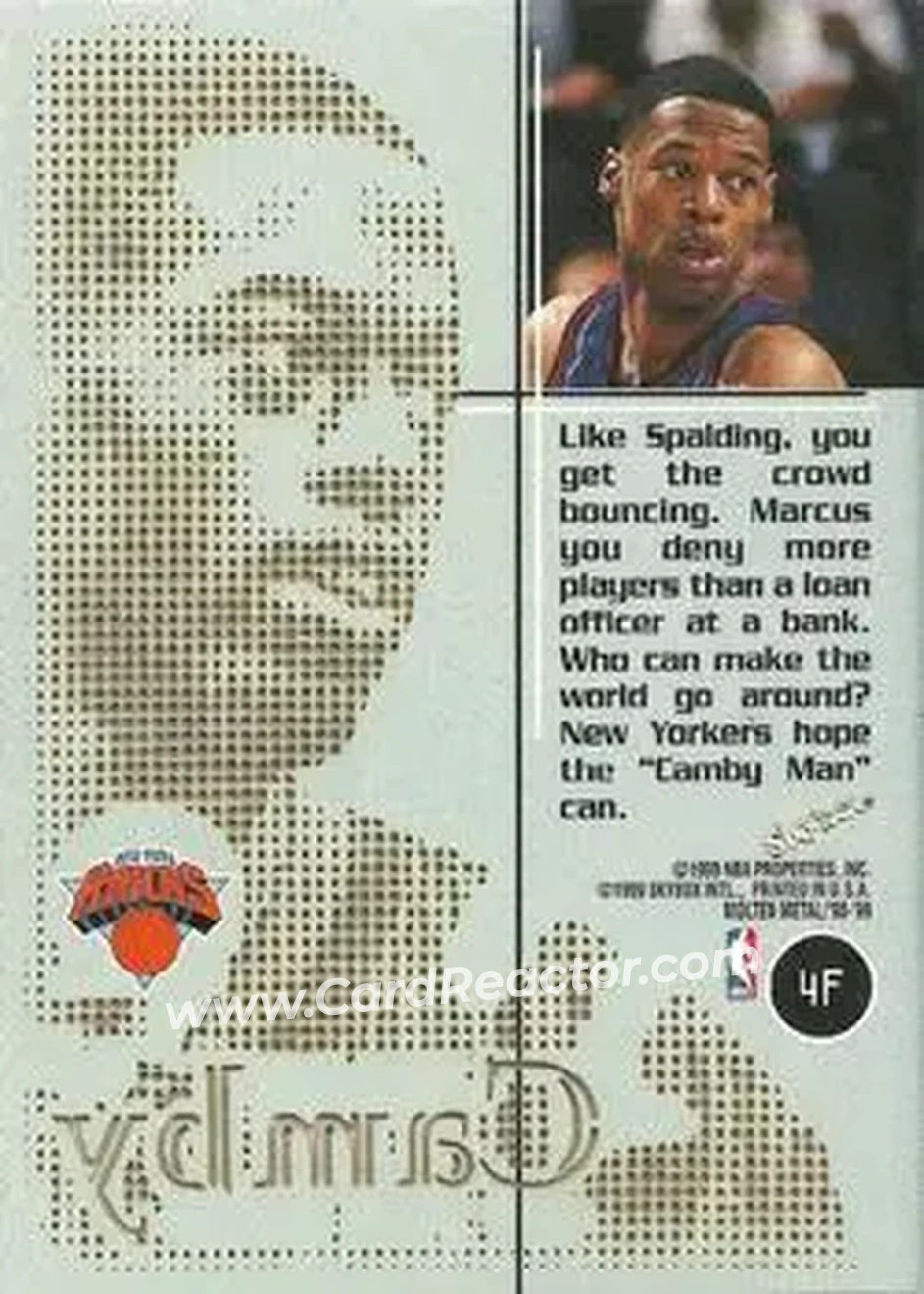 Back of Marcus Camby