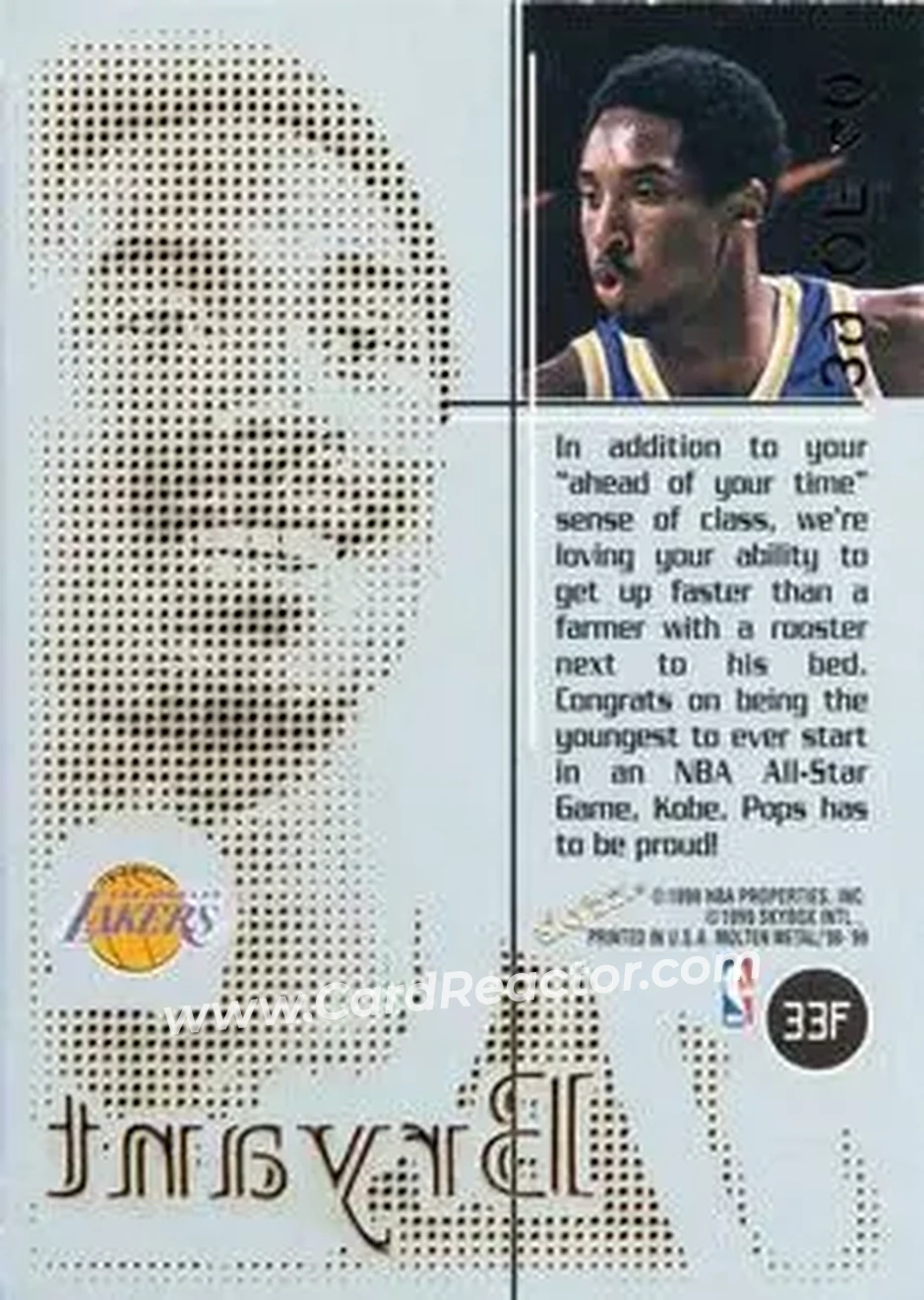 Back of Kobe Bryant