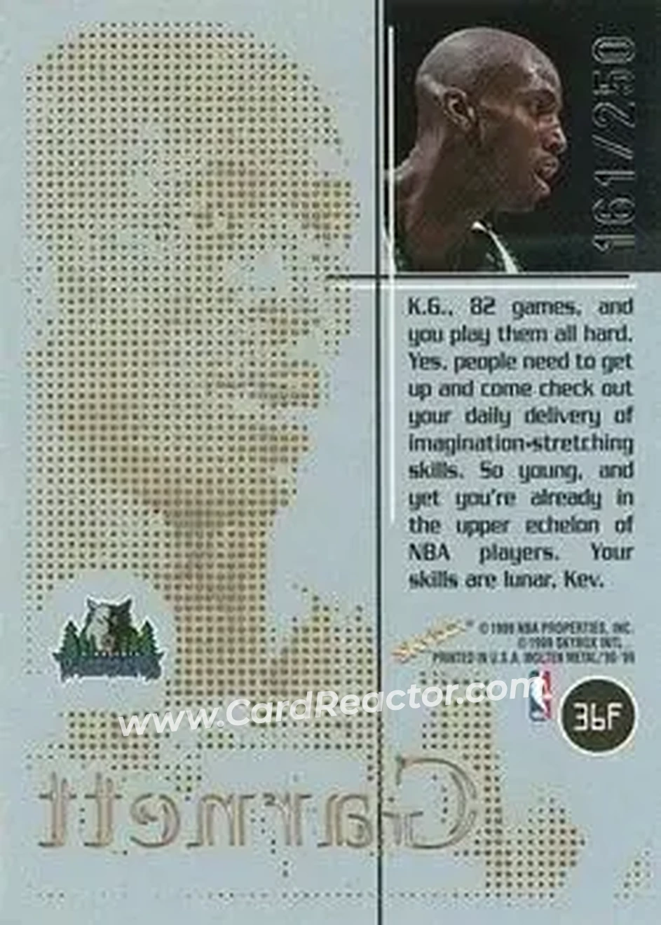 Back of Kevin Garnett