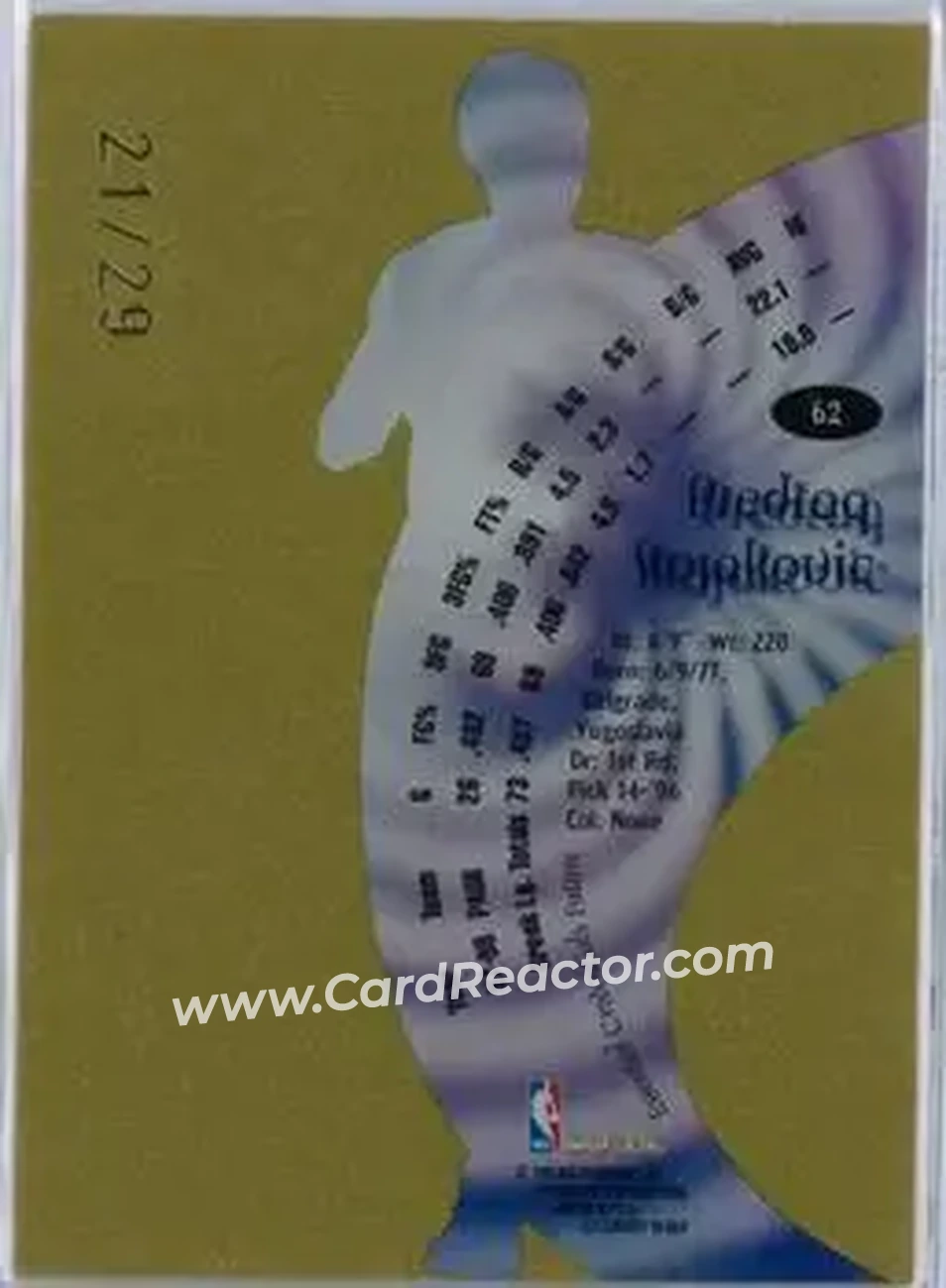 1998-99 SkyBox E-X Century - Essential Credentials Future #62 - Peja Stojaković - Sacramento Kings 1998-99 SkyBox E-X Century - Essential Credentials Future #62 - Peja Stojaković - Sacramento Kings