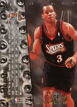 1998-99 Metal Universe - Precious Metal Gems #33 - Allen Iverson - Philadelphia 76ers - Back