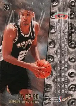 1998-99 Metal Universe - Precious Metal Gems #35 - Tim Duncan - San Antonio Spurs - Back