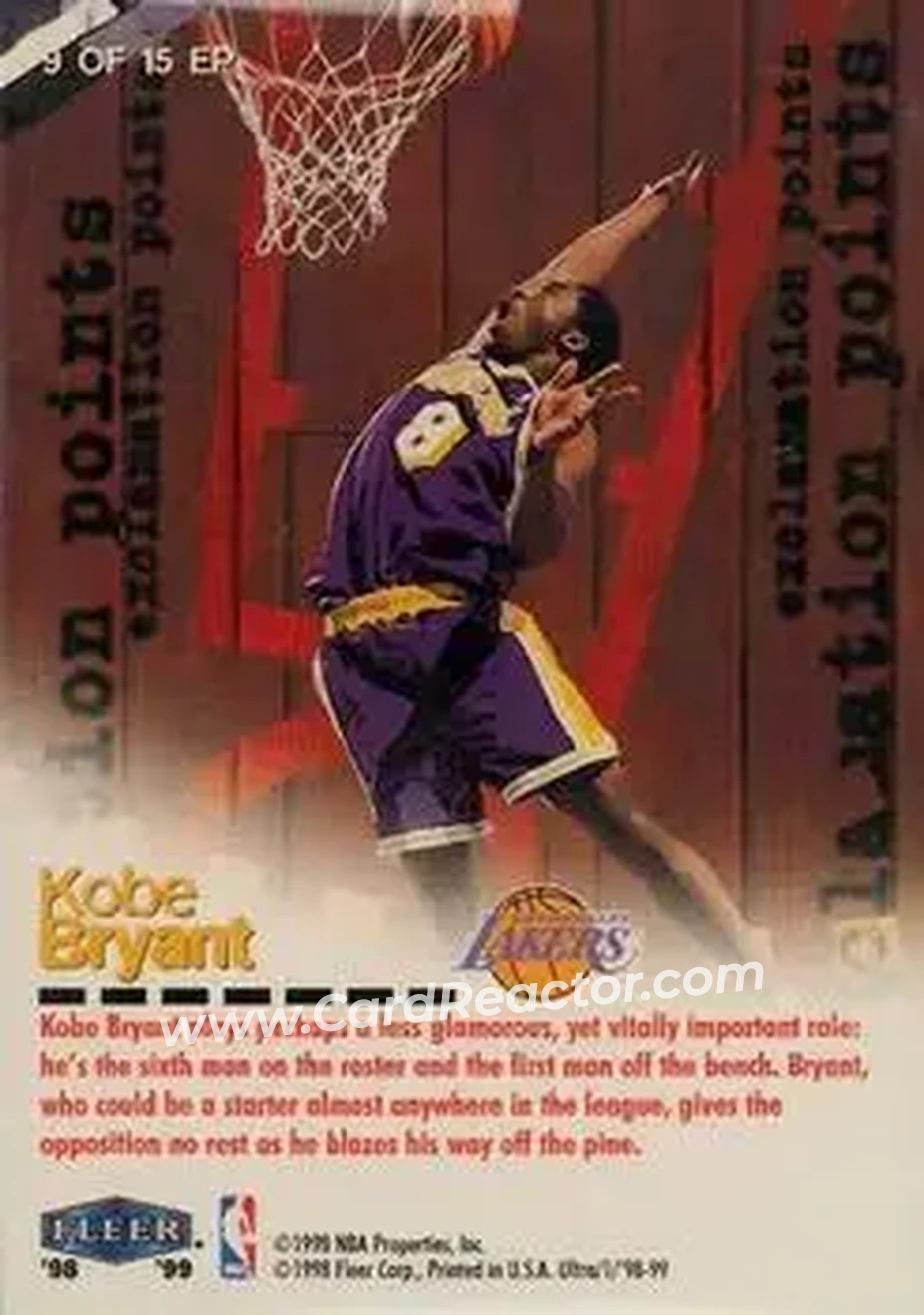 Back of Kobe Bryant