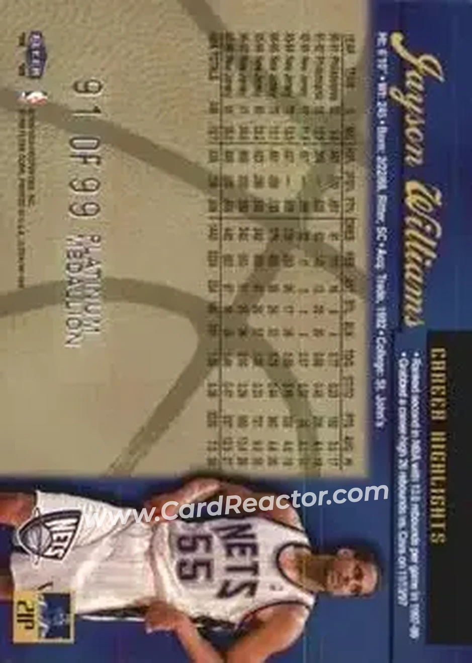 Back of Jayson Williams