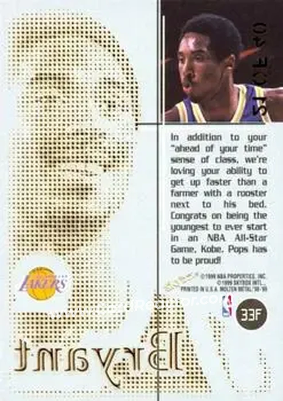 Back of Kobe Bryant