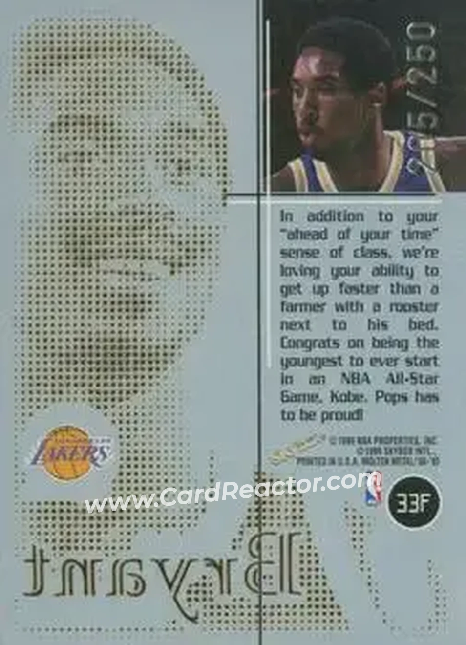 Back of Kobe Bryant