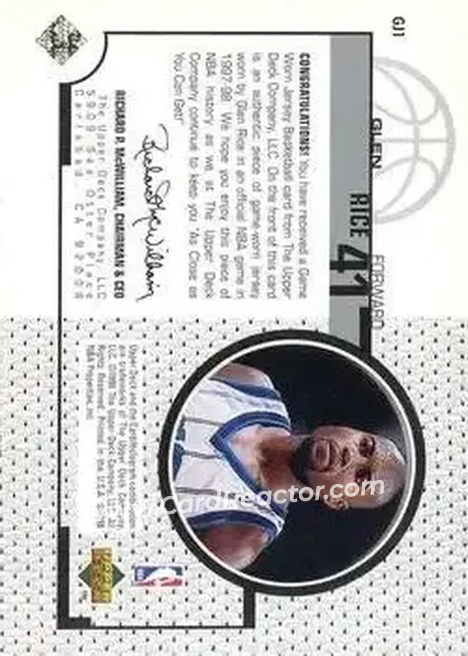 Back of Glen Rice