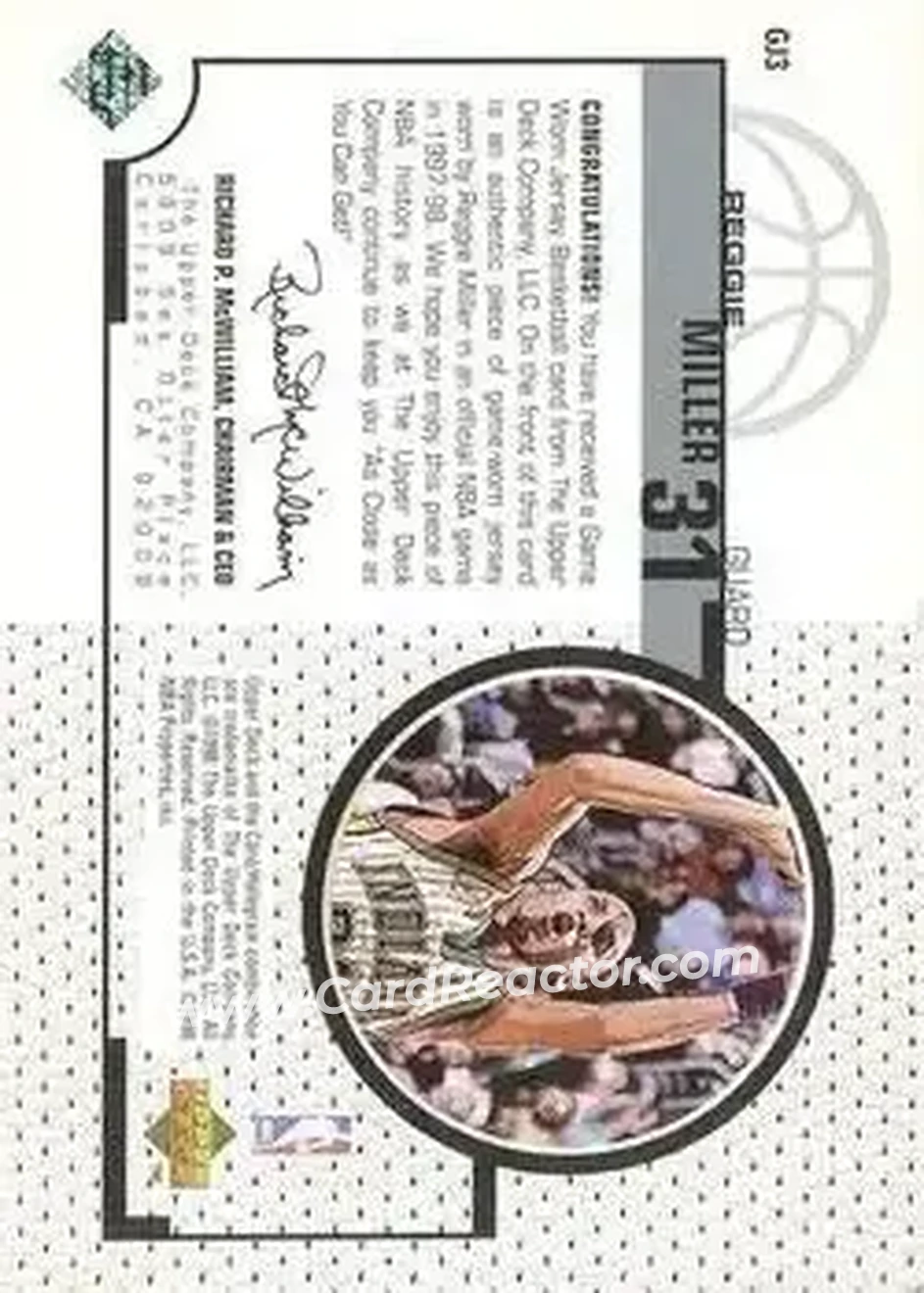 Back of Reggie Miller