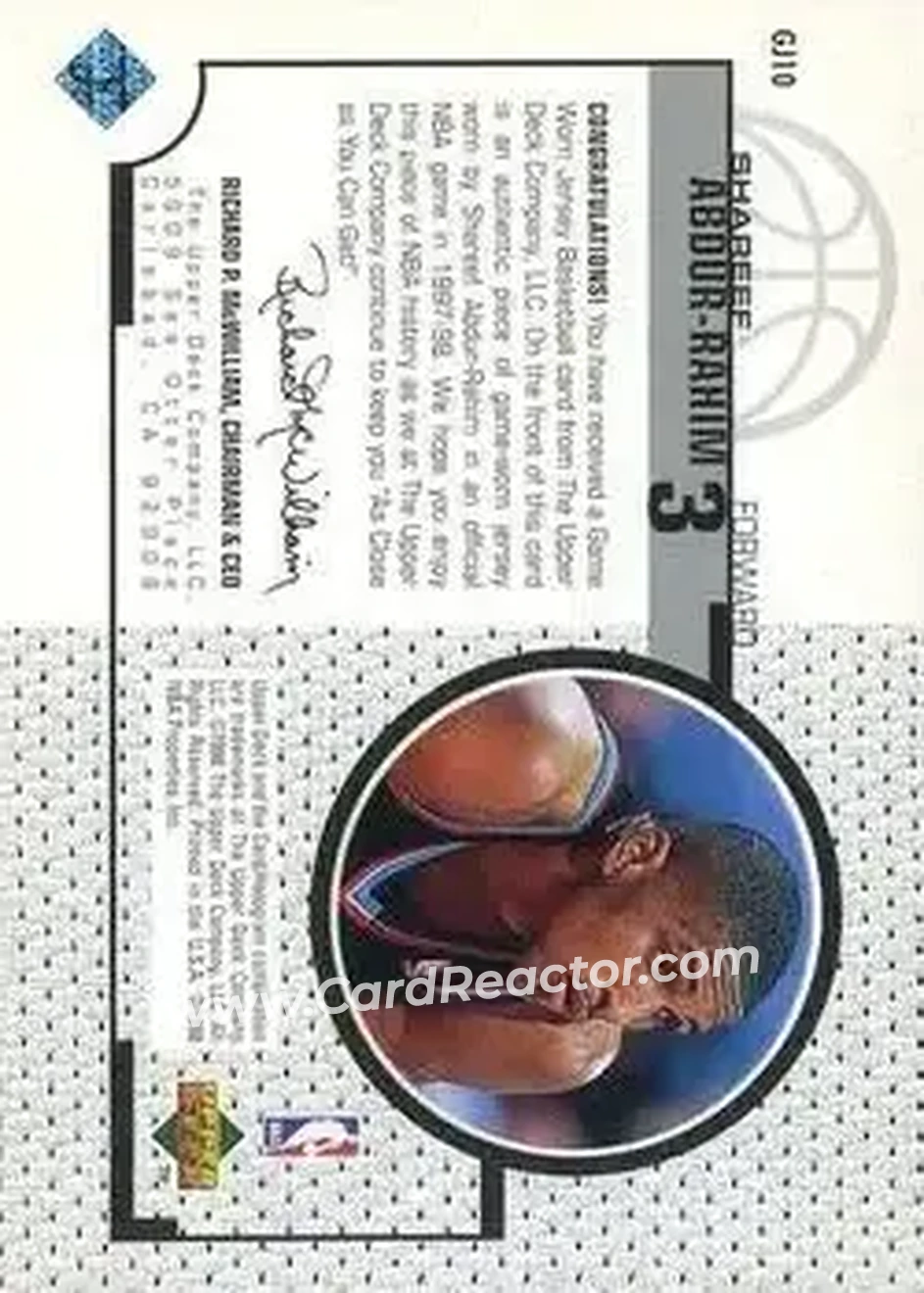 Back of Shareef Abdur-Rahim
