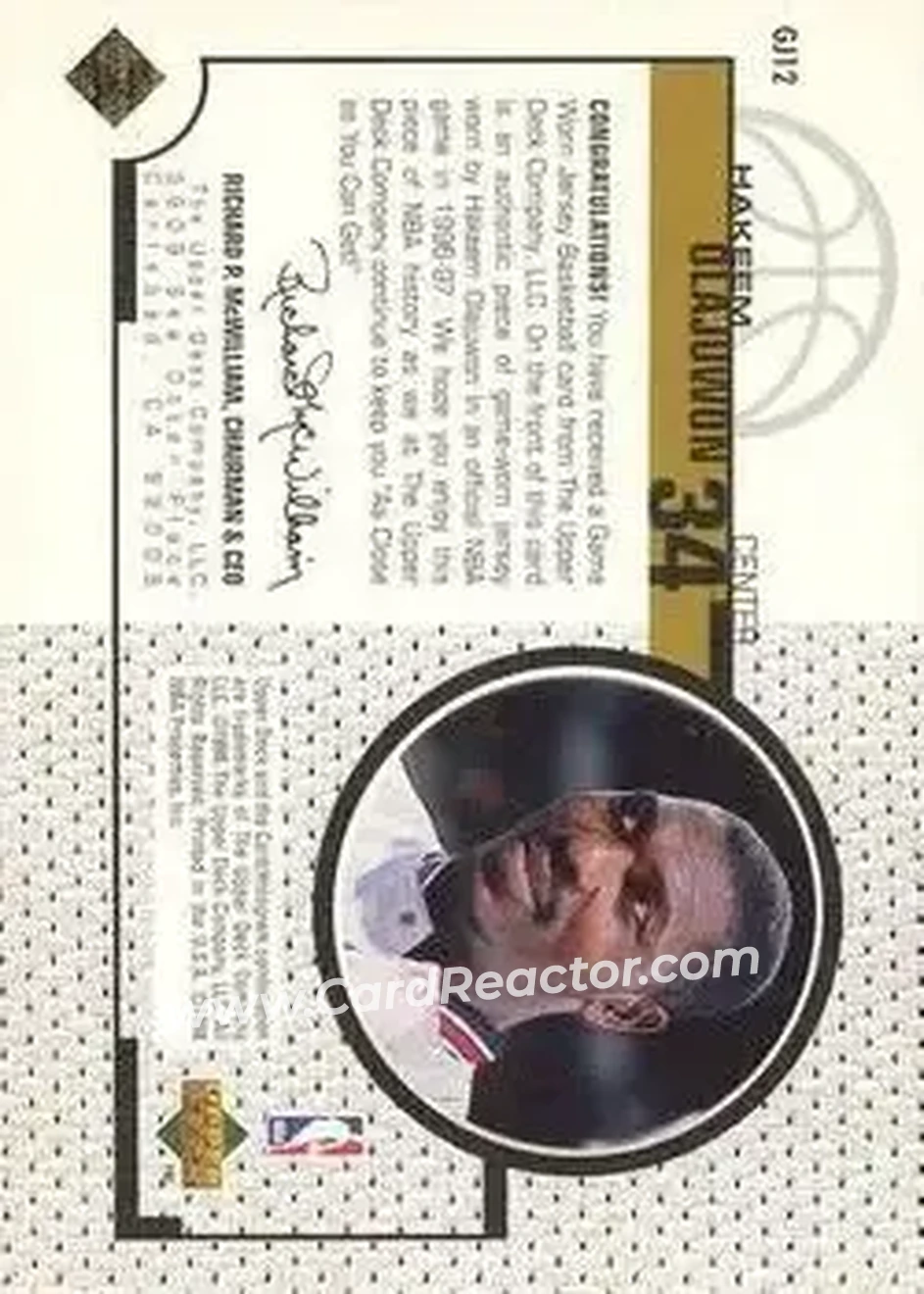 Back of Hakeem Olajuwon