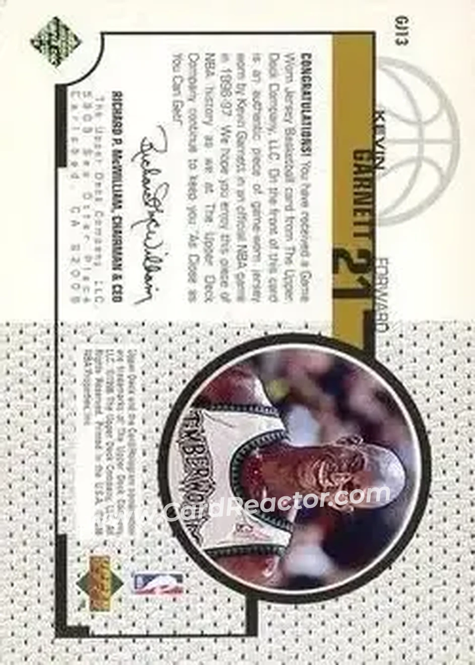 Back of Kevin Garnett
