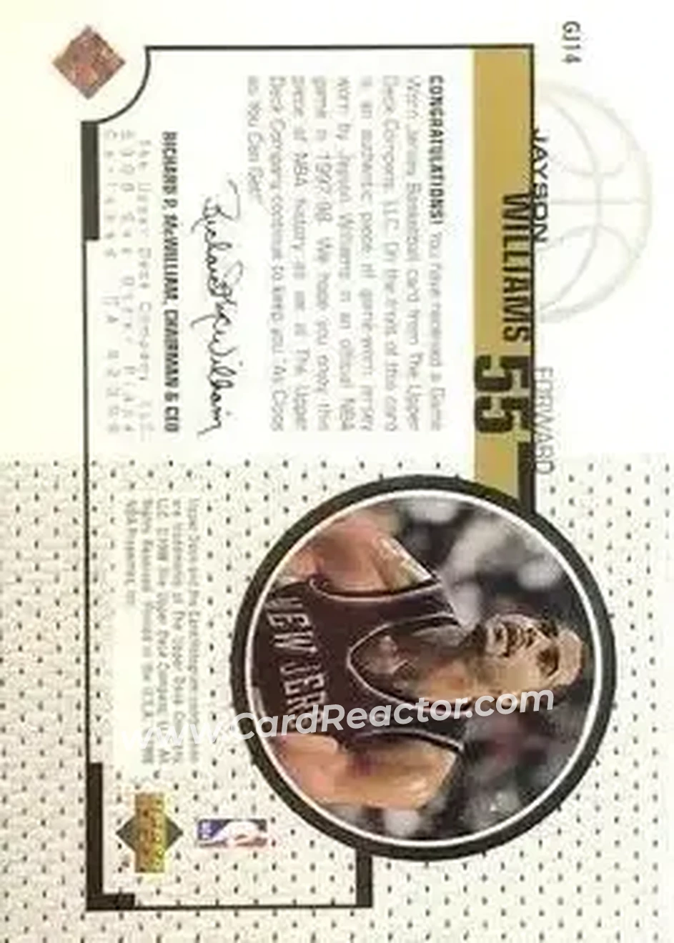 Back of Jayson Williams