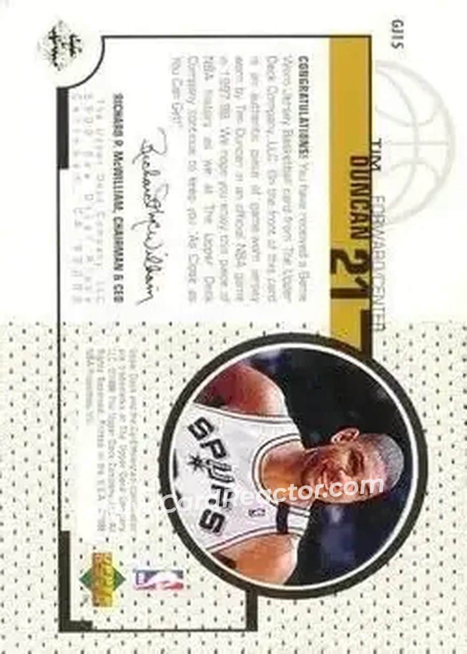 Back of Tim Duncan