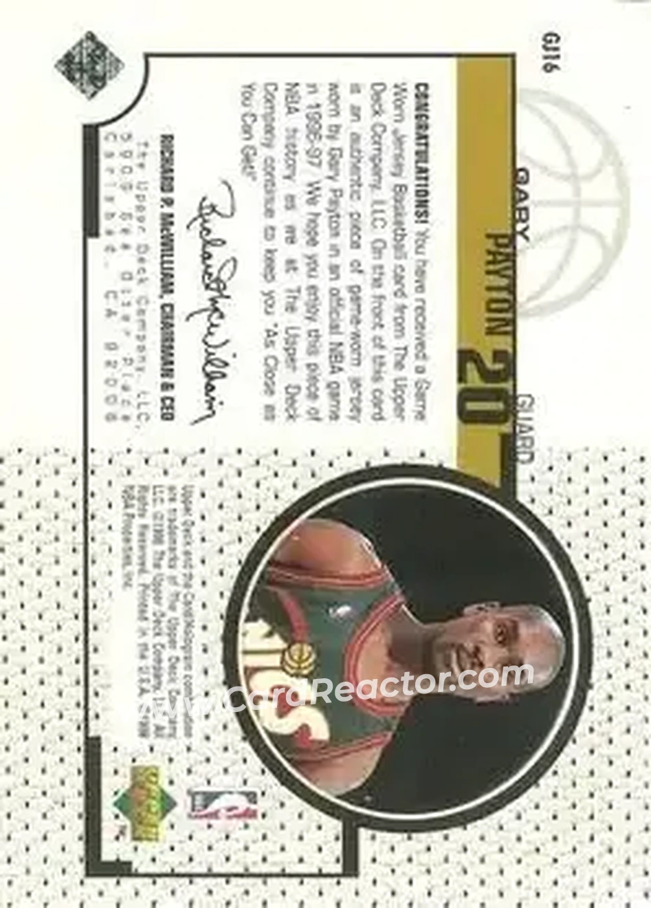 Back of Gary Payton