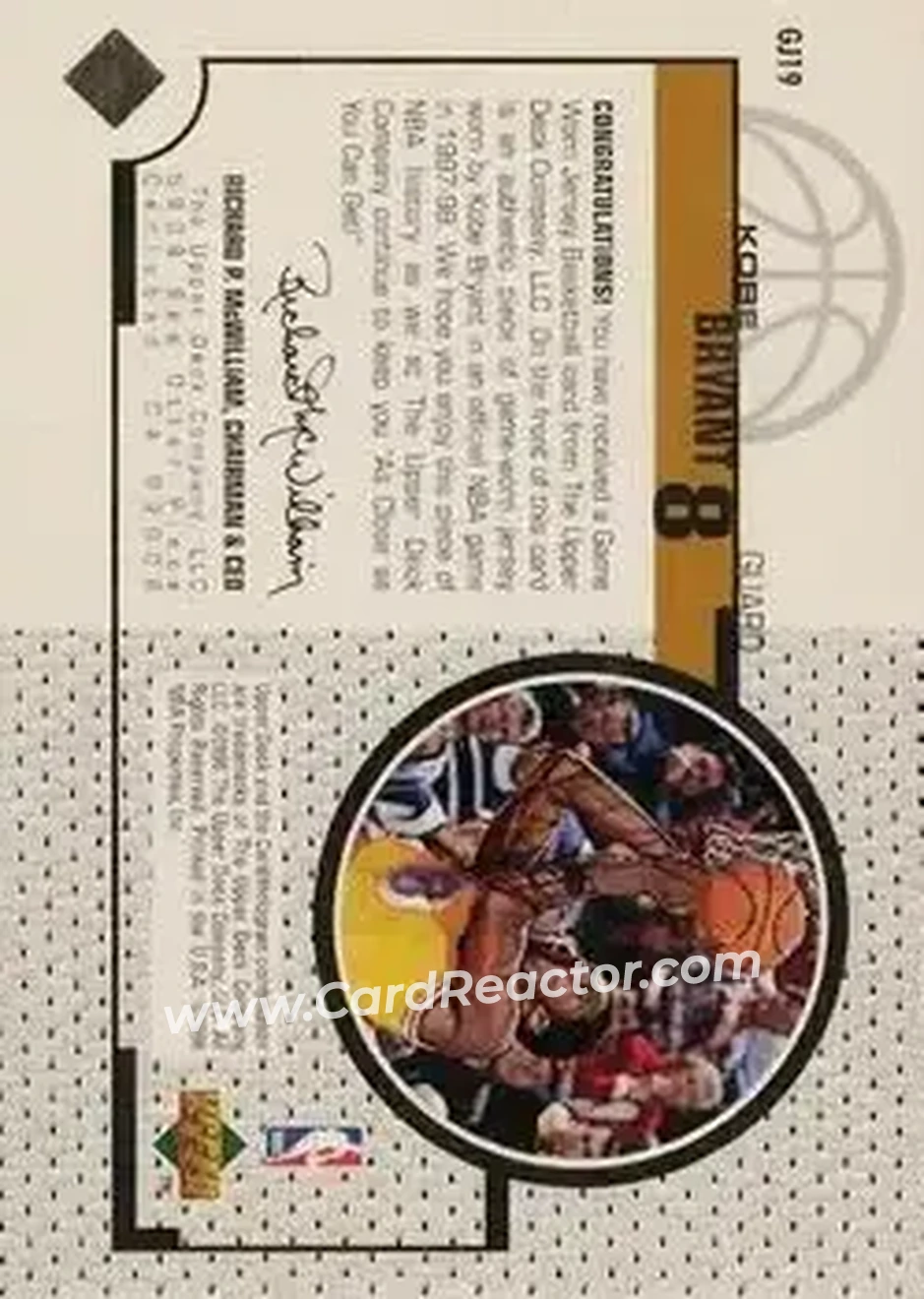 Back of Kobe Bryant