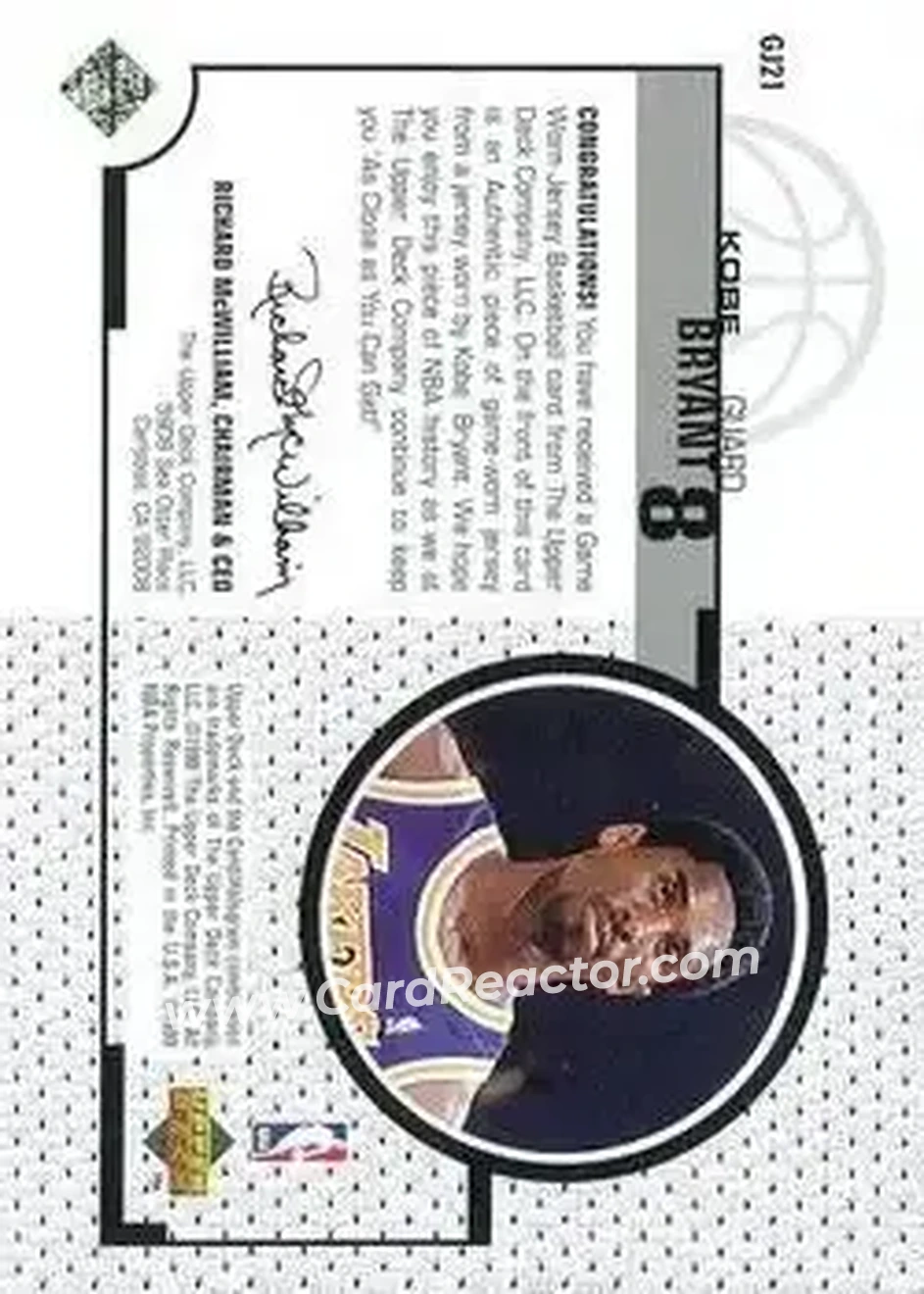 Back of Kobe Bryant
