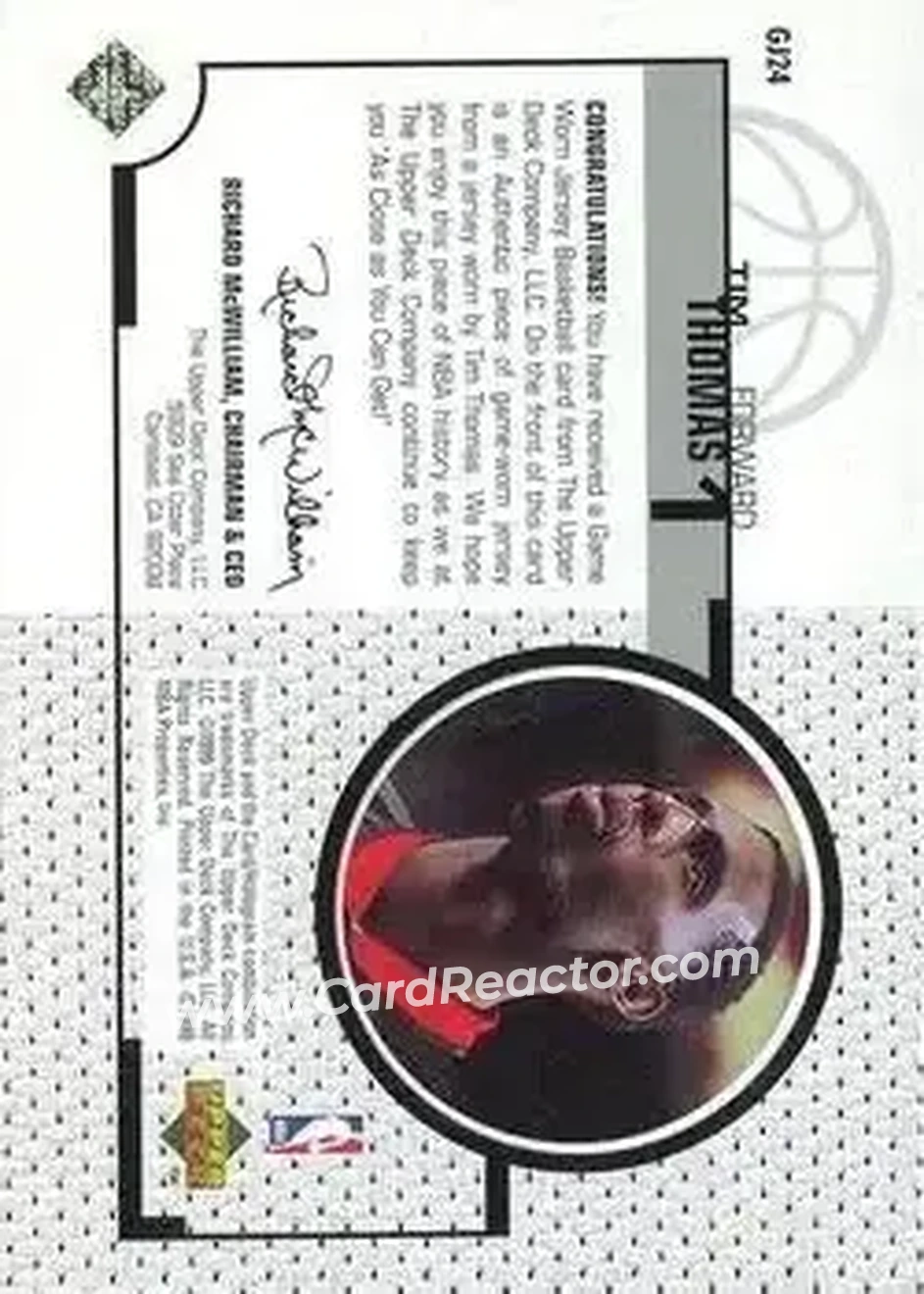 Back of Tim Thomas