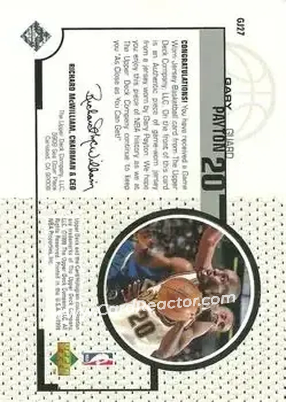 Back of Gary Payton