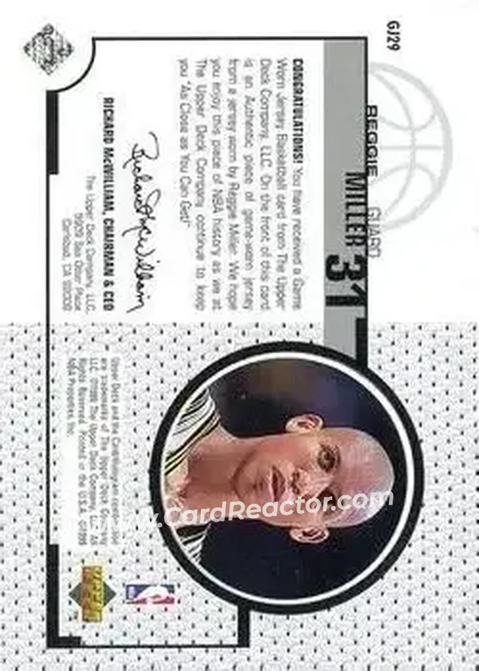 Back of Reggie Miller