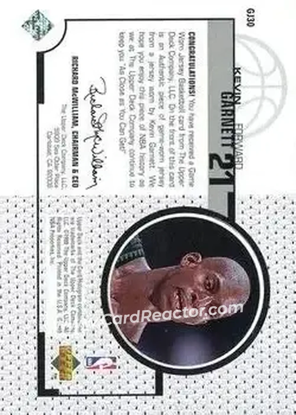 Back of Kevin Garnett