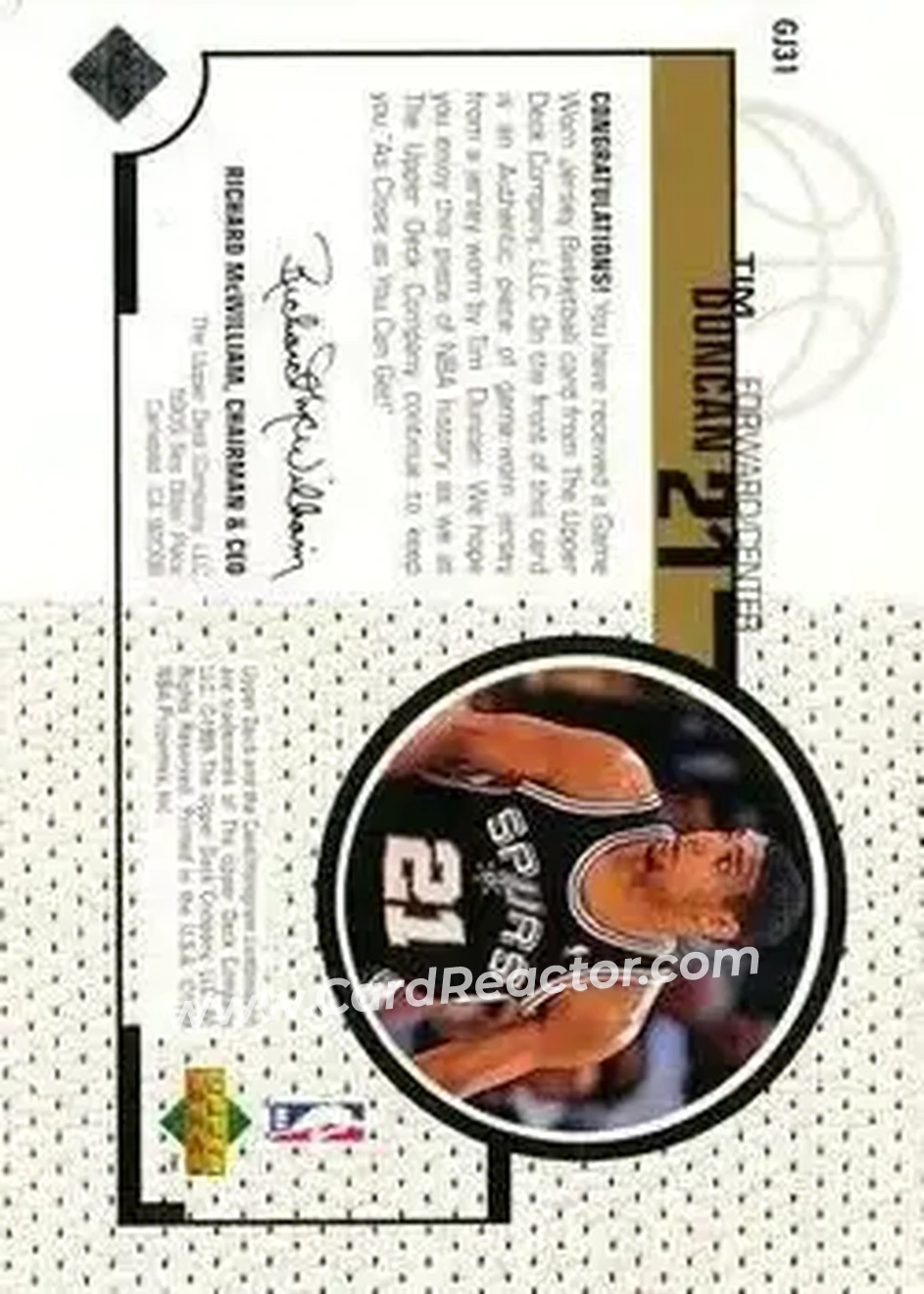 Back of Tim Duncan