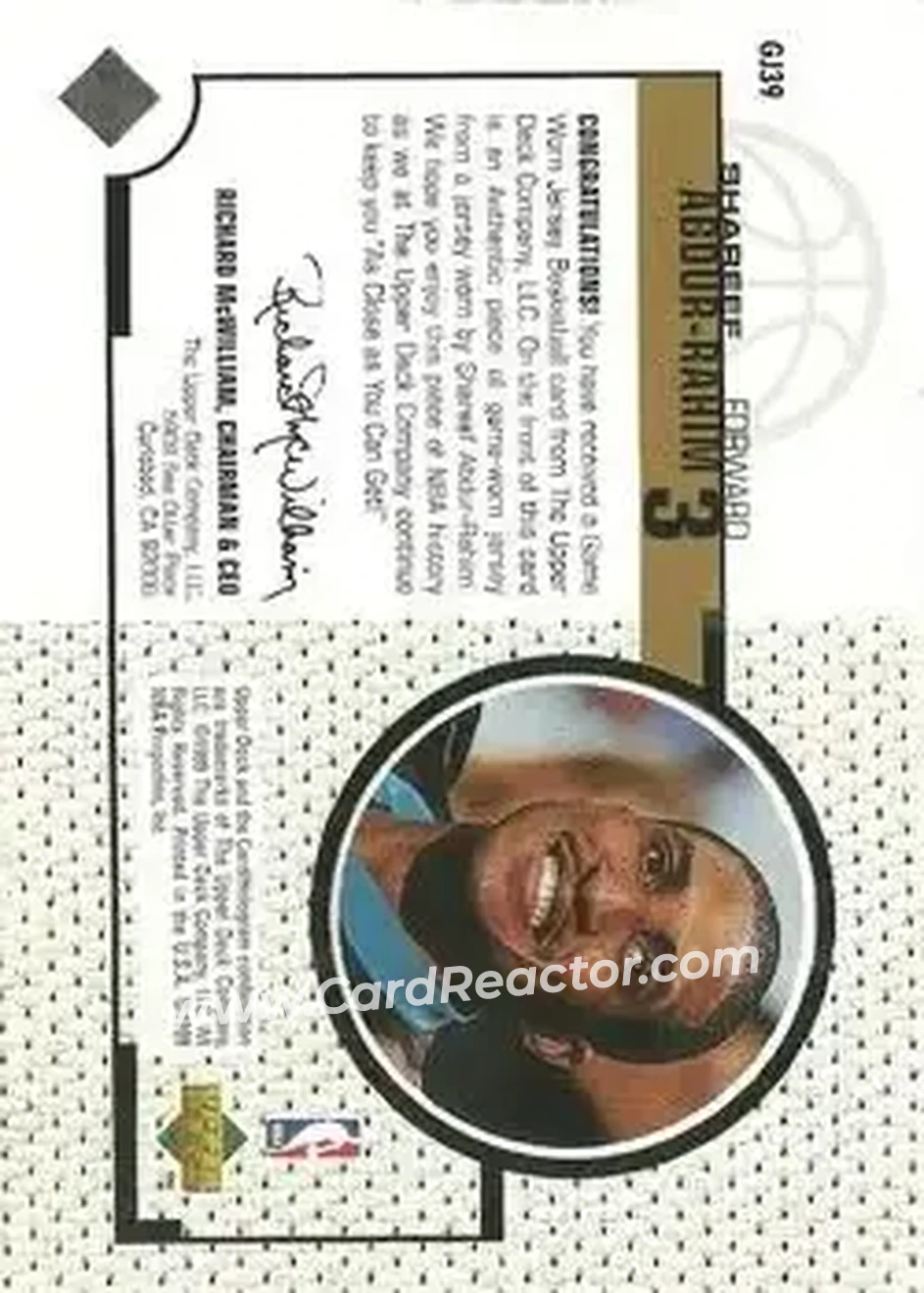 Back of Shareef Abdur-Rahim