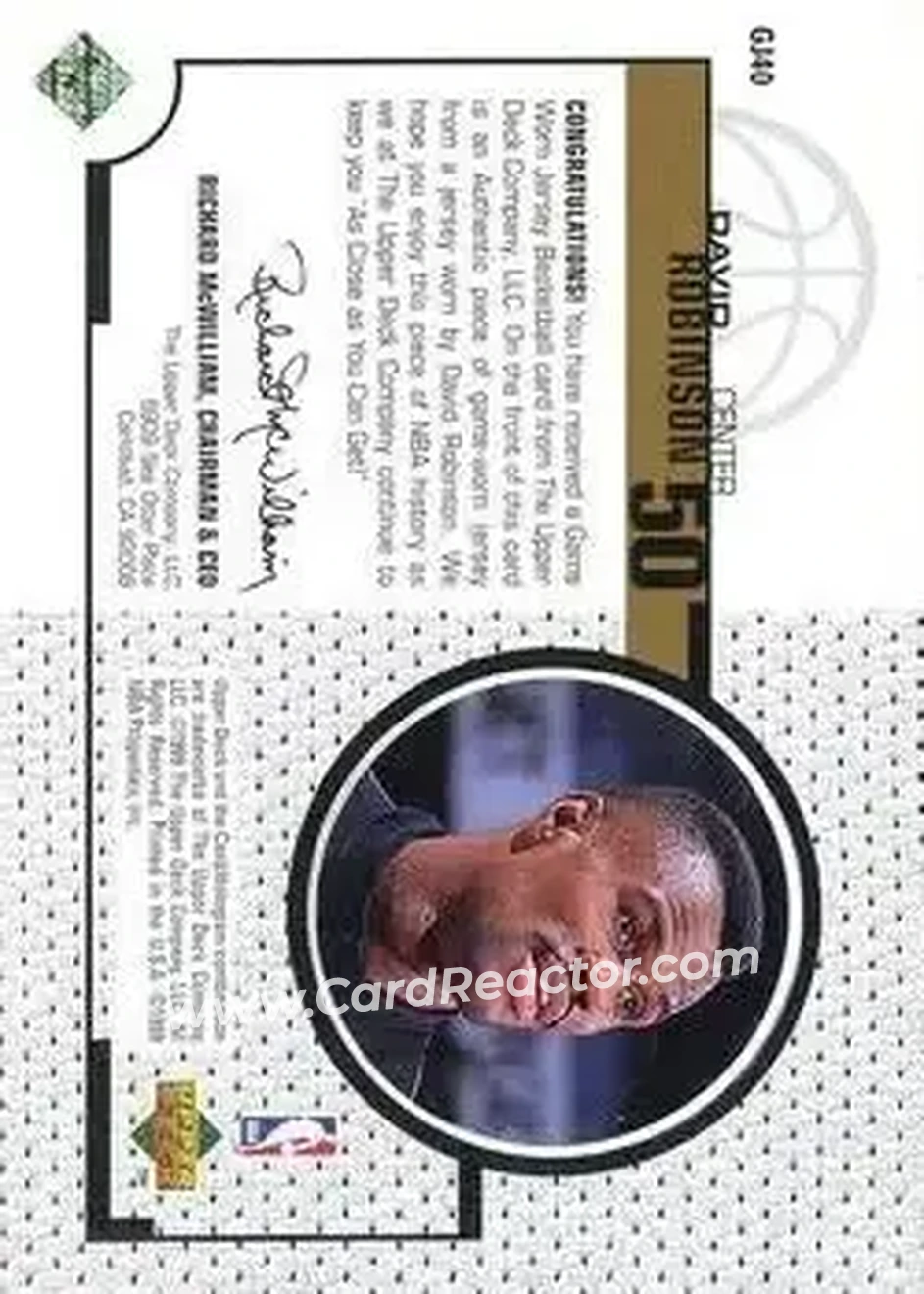 Back of David Robinson