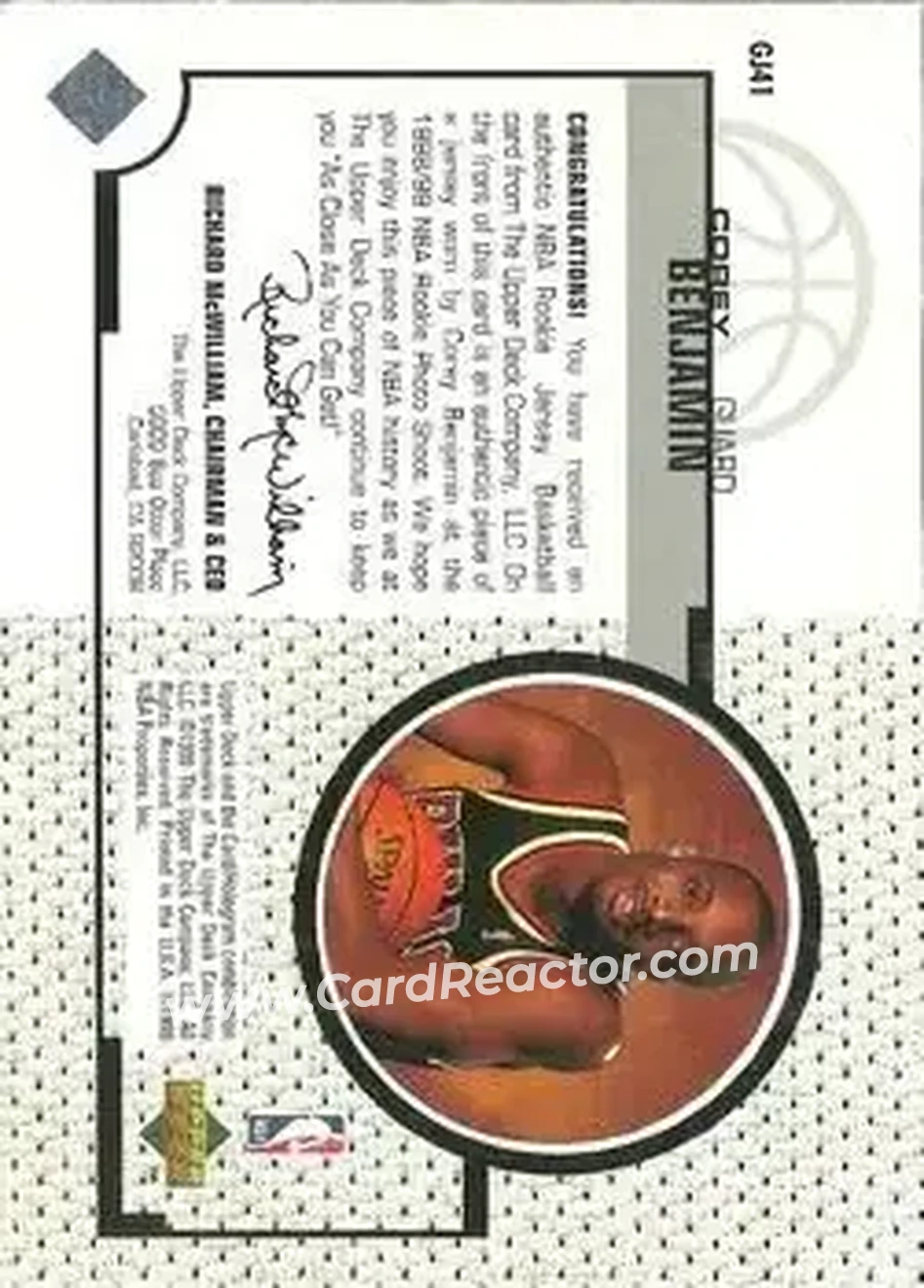 Back of Corey Benjamin