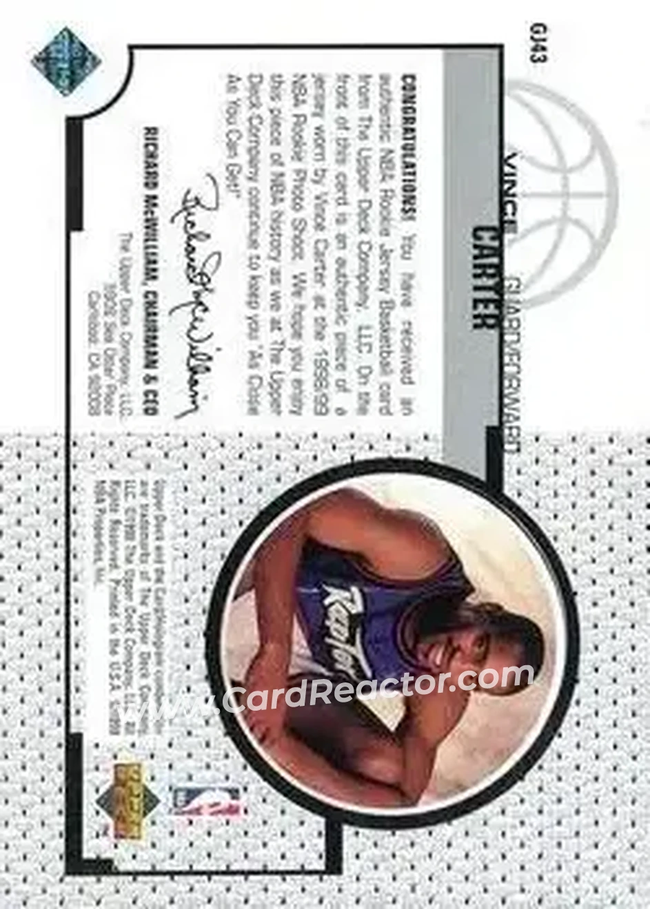 Back of Vince Carter