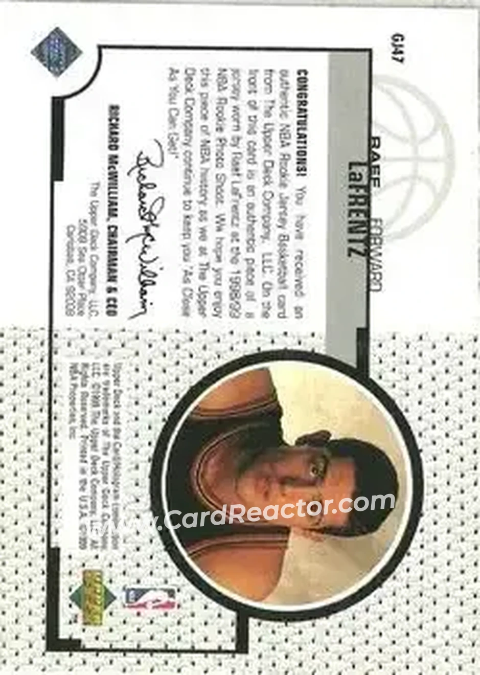 Back of Raef LaFrentz
