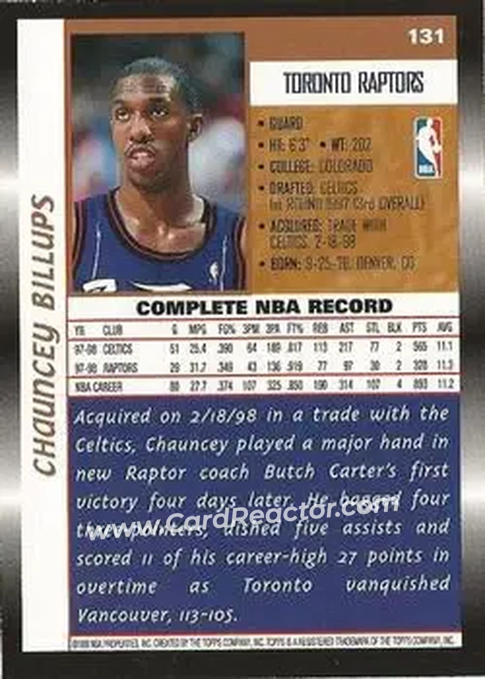 Back of Chauncey Billups