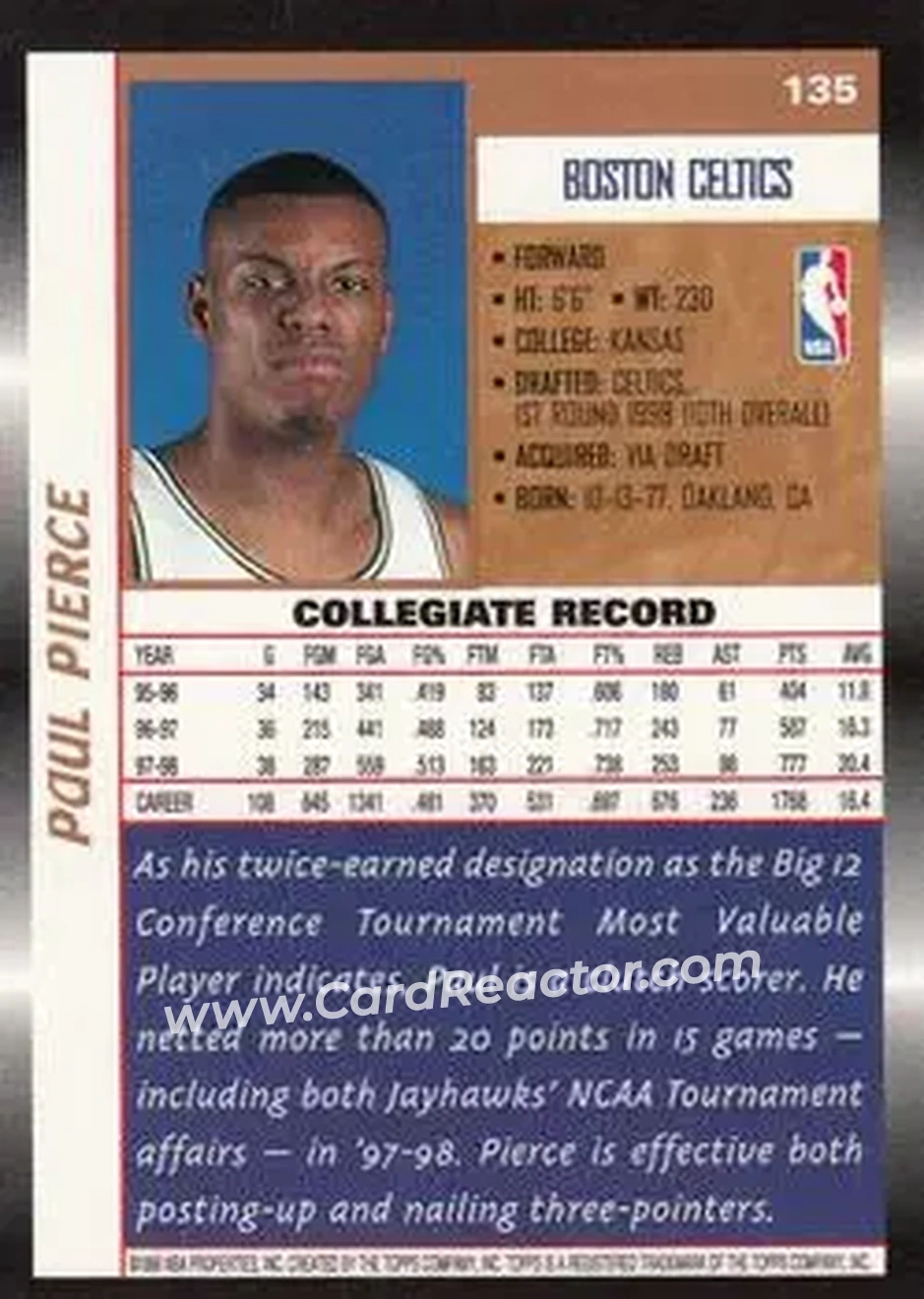 Back of Paul Pierce